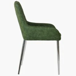 Opus Side Green Leather Dining Chair With Chrome Leg -Furniture Specialty Store opus side antique green chrome 3