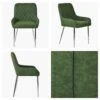 Opus Side Green Leather Dining Chair With Chrome Leg