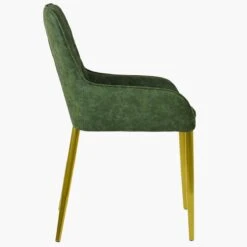 Opus Side Green Leather Dining Chair With Gold Leg -Furniture Specialty Store opus side antique green gold 3
