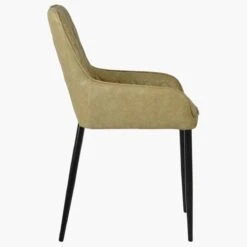 Opus Side Cream Leather Dining Chair With Black Leg -Furniture Specialty Store opus side cream black 1