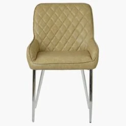 Opus Side Cream Leather Dining Chair With Chrome Leg -Furniture Specialty Store opus side cream chrome 2