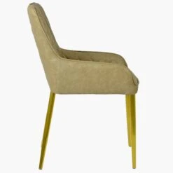 Opus Side Cream Leather Dining Chair With Gold Leg -Furniture Specialty Store opus side cream gold 1