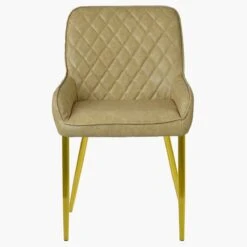 Opus Side Cream Leather Dining Chair With Gold Leg -Furniture Specialty Store opus side cream gold 2