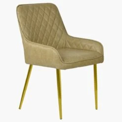 Opus Side Cream Leather Dining Chair With Gold Leg -Furniture Specialty Store opus side cream gold 3