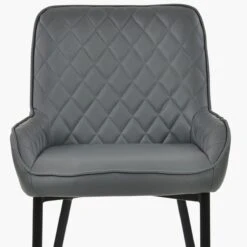 Opus Side Dark Grey Faux Leather Dining Chair With Black Legs -Furniture Specialty Store opus side dark grey black 4