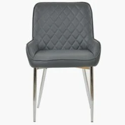 Opus Side Dark Grey Faux Leather Dining Chair With Chrome Legs -Furniture Specialty Store opus side dark grey chrome leg 3