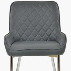 Opus Side Dark Grey Faux Leather Dining Chair With Chrome Legs -Furniture Specialty Store opus side dark grey chrome leg 4