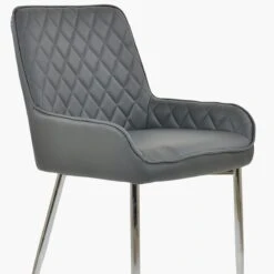 Opus Side Dark Grey Faux Leather Dining Chair With Chrome Legs -Furniture Specialty Store opus side dark grey chrome leg 5