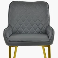 Opus Side Dark Grey Faux Leather Dining Chair With Gold Legs -Furniture Specialty Store opus side dark grey pu gold leg 2