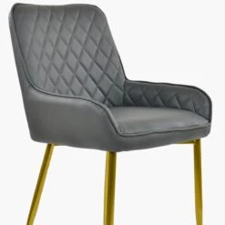 Opus Side Dark Grey Faux Leather Dining Chair With Gold Legs -Furniture Specialty Store opus side dark grey pu gold leg 4