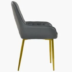 Opus Side Dark Grey Faux Leather Dining Chair With Gold Legs -Furniture Specialty Store opus side dark grey pu gold leg 5
