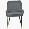 Opus Side Dark Grey Faux Leather Dining Chair With Black Gold Legs -Furniture Specialty Store opus side dark grey pu gold tip 2
