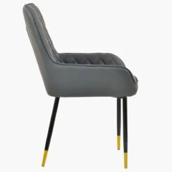 Opus Side Dark Grey Faux Leather Dining Chair With Black Gold Legs -Furniture Specialty Store opus side dark grey pu gold tip 3