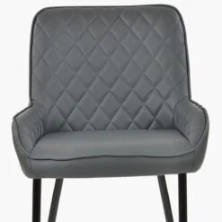 Opus Side Dark Grey Faux Leather Dining Chair With Black Gold Legs -Furniture Specialty Store opus side dark grey pu gold tip 4