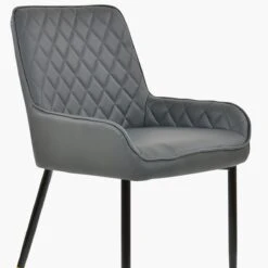 Opus Side Dark Grey Faux Leather Dining Chair With Black Gold Legs -Furniture Specialty Store opus side dark grey pu gold tip 5