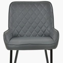 Opus Side Dark Grey Faux Leather Dining Chair With Black Silver Legs -Furniture Specialty Store opus side dark grey silver tip 4