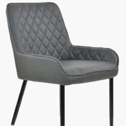 Opus Side Dark Grey Faux Leather Dining Chair With Black Silver Legs -Furniture Specialty Store opus side dark grey silver tip 5