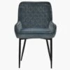 Opus Side Dark Grey Velvet Dining Chair With Black Legs