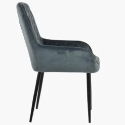 Opus Side Dark Grey Velvet Dining Chair With Black Legs -Furniture Specialty Store opus side dark grey velvet black leg 3 1