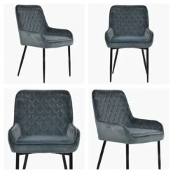 Opus Side Dark Grey Velvet Dining Chair With Black Legs -Furniture Specialty Store opus side dark grey velvet black leg white 1