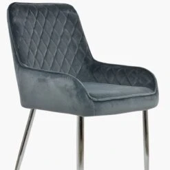Opus Side Dark Grey Velvet Dining Chair With Chrome Legs -Furniture Specialty Store opus side dark grey velvet chrome leg 4 1