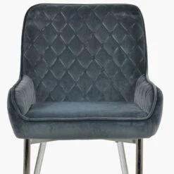 Opus Side Dark Grey Velvet Dining Chair With Chrome Legs -Furniture Specialty Store opus side dark grey velvet chrome leg 5
