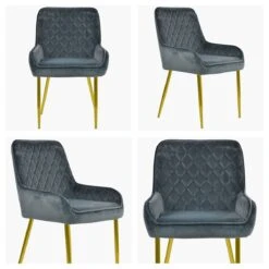 Opus Side Dark Grey Velvet Dining Chair With Gold Legs 9 Opus Side Dark Grey Velvet Dining Chair With Gold Legs -Furniture Specialty Store opus side dark grey velvet gold leg white 1