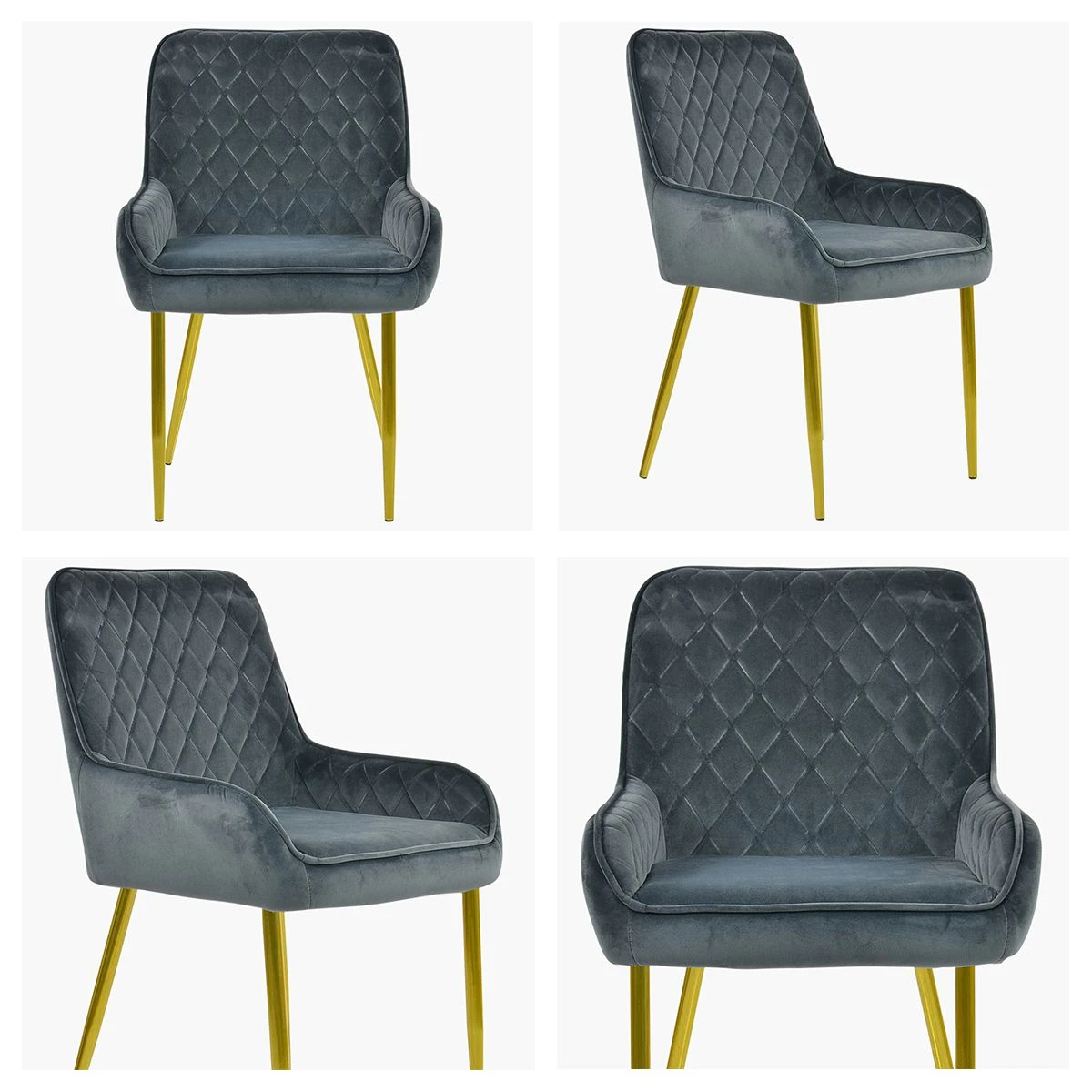 Opus Side Dark Grey Velvet Dining Chair With Gold Legs 6 Opus Side Dark Grey Velvet Dining Chair With Gold Legs - Image 4