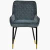 Opus Side Dark Grey Velvet Dining Chair With Black Gold Legs 2 Opus Side Dark Grey Velvet Dining Chair With Black Gold Legs -Furniture Specialty Store opus side dark grey velvet gold tip leg 1