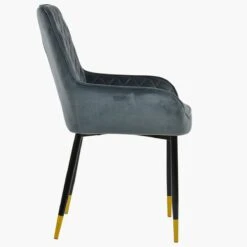Opus Side Dark Grey Velvet Dining Chair With Black Gold Legs -Furniture Specialty Store opus side dark grey velvet gold tip leg 3