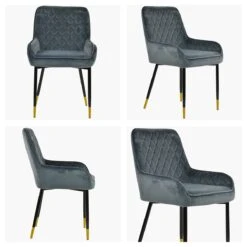 Opus Side Dark Grey Velvet Dining Chair With Black Gold Legs -Furniture Specialty Store opus side dark grey velvet gold tip leg white