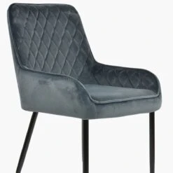 Opus Side Dark Grey Velvet Dining Chair With Black Silver Legs -Furniture Specialty Store opus side dark grey velvet silver tip 4