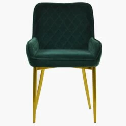 Opus Side Green Velvet Dining Chair With Gold Legs