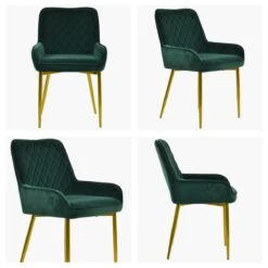 Opus Side Green Velvet Dining Chair With Gold Legs -Furniture Specialty Store opus side green gold leg white