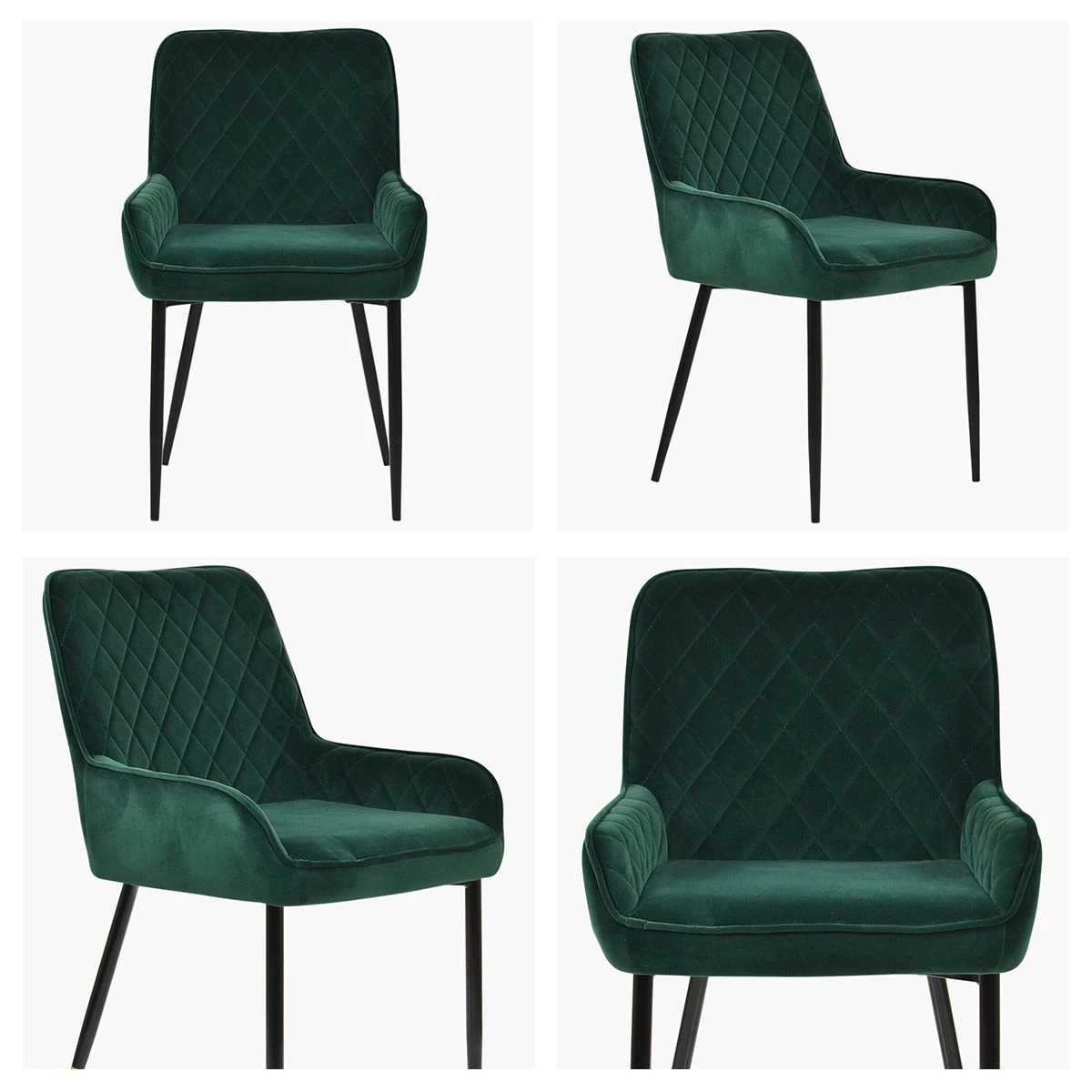 Opus Side Green Velvet Dining Chair With Black Legs 7 Opus Side Green Velvet Dining Chair With Black Legs - Image 5