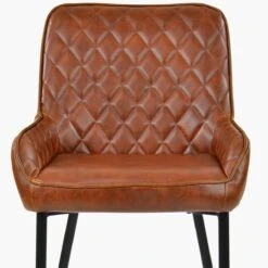 Opus Side Vintage Brown Faux Leather Dining Chair With Black Legs -Furniture Specialty Store opus side vintage brown black leg 4