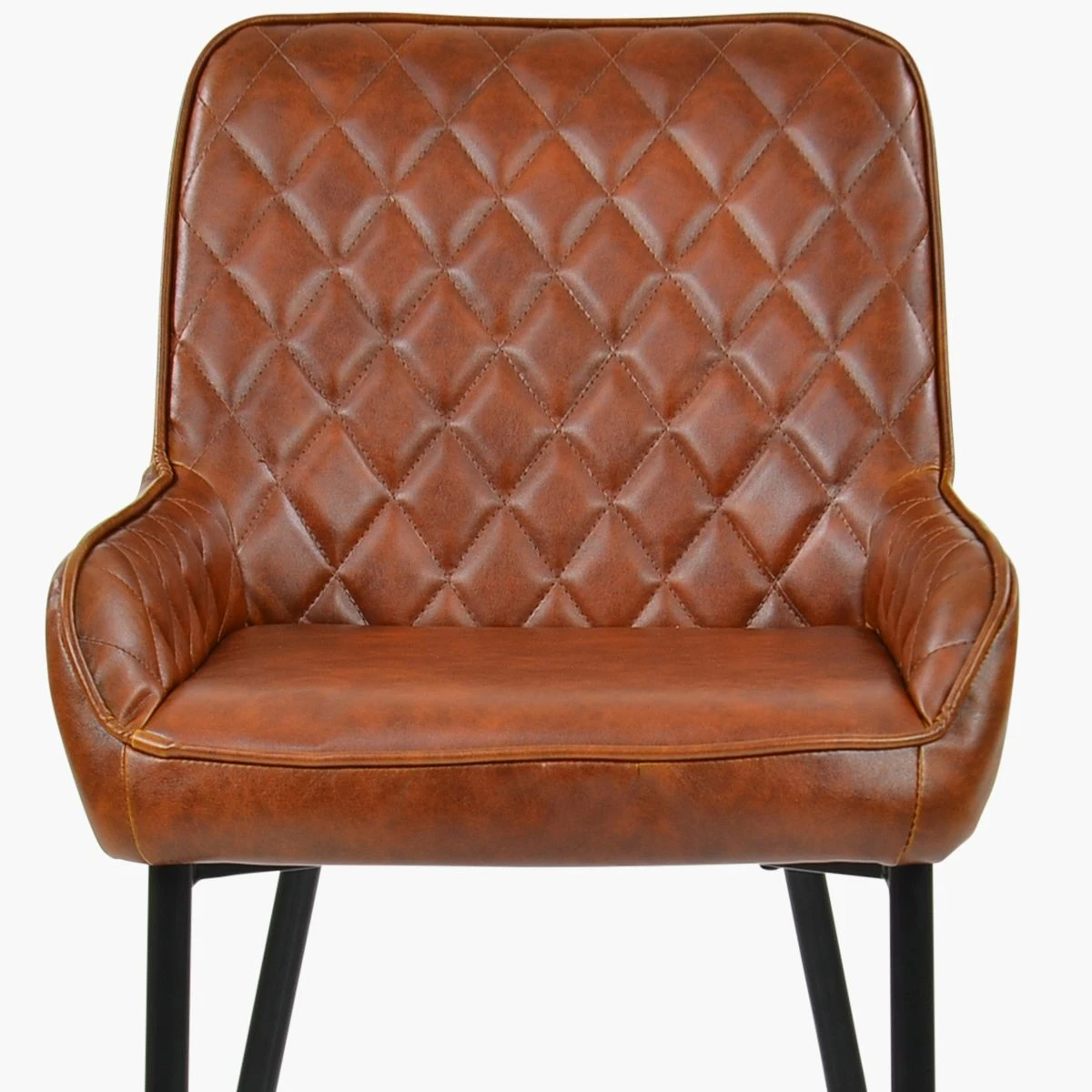 Opus Side Vintage Brown Faux Leather Dining Chair With Black Legs - Image 3