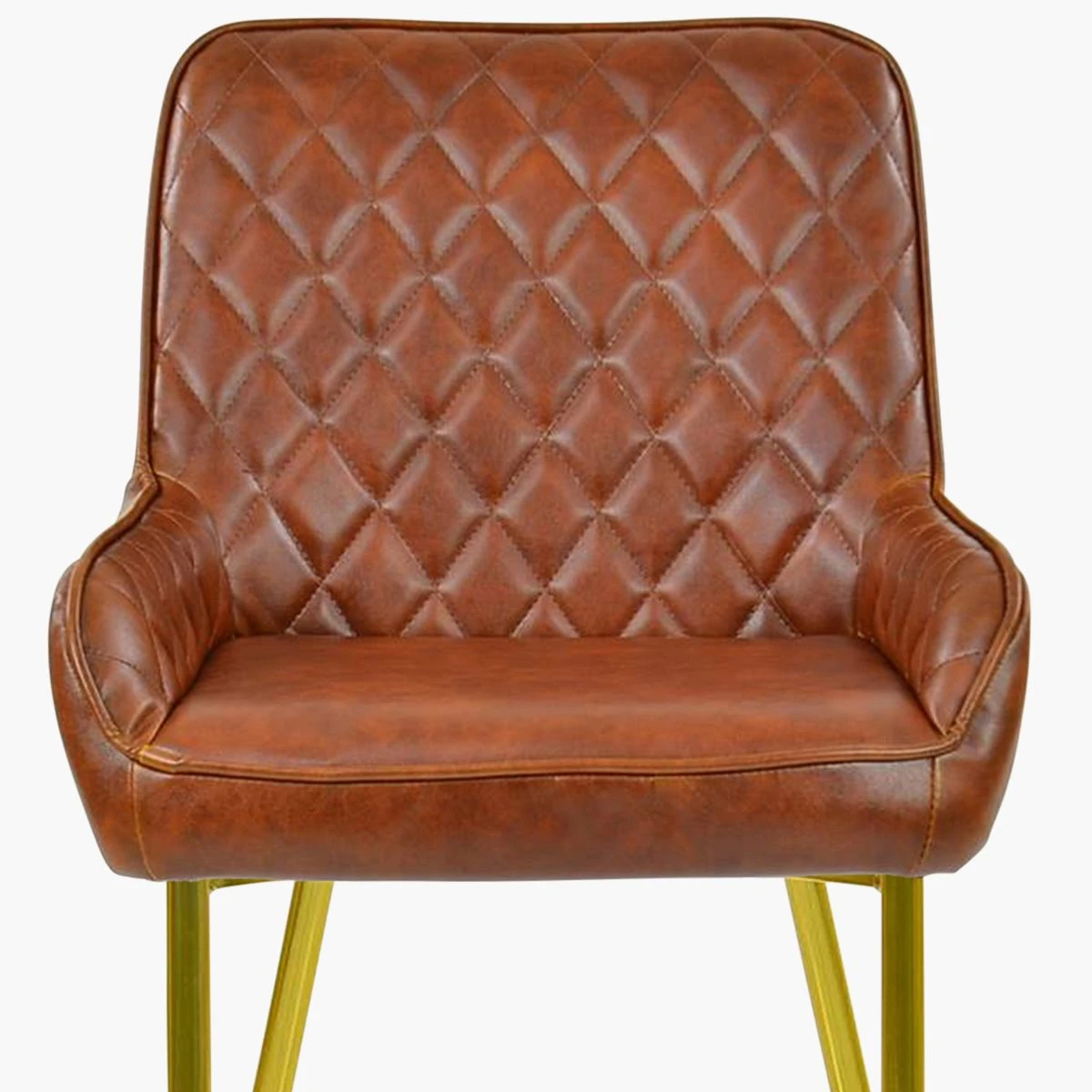 Opus Side Vintage Brown Leather Dining Chair With Gold Legs - Image 5