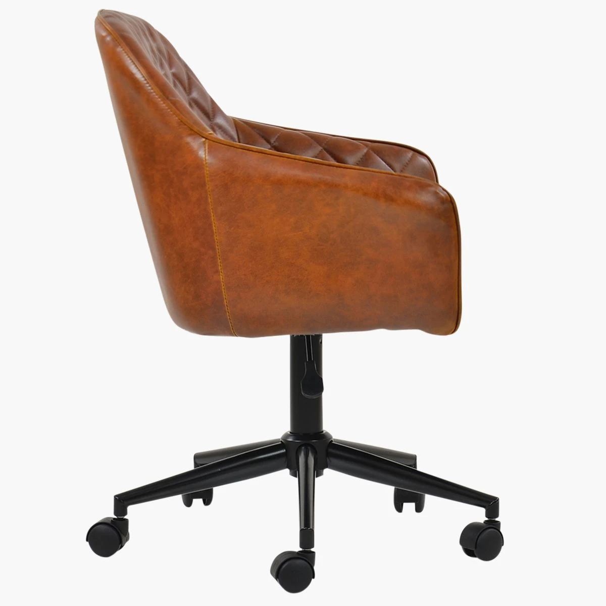 Opus Vintage Brown Leather Swivel Home Office Chair Black Legs
