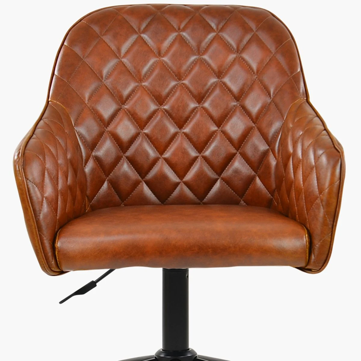 Opus Vintage Brown Leather Swivel Home Office Chair Black Legs - Image 3