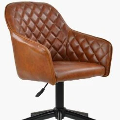 Opus Vintage Brown Leather Swivel Home Office Chair Black Legs -Furniture Specialty Store opus vintage brown black 5