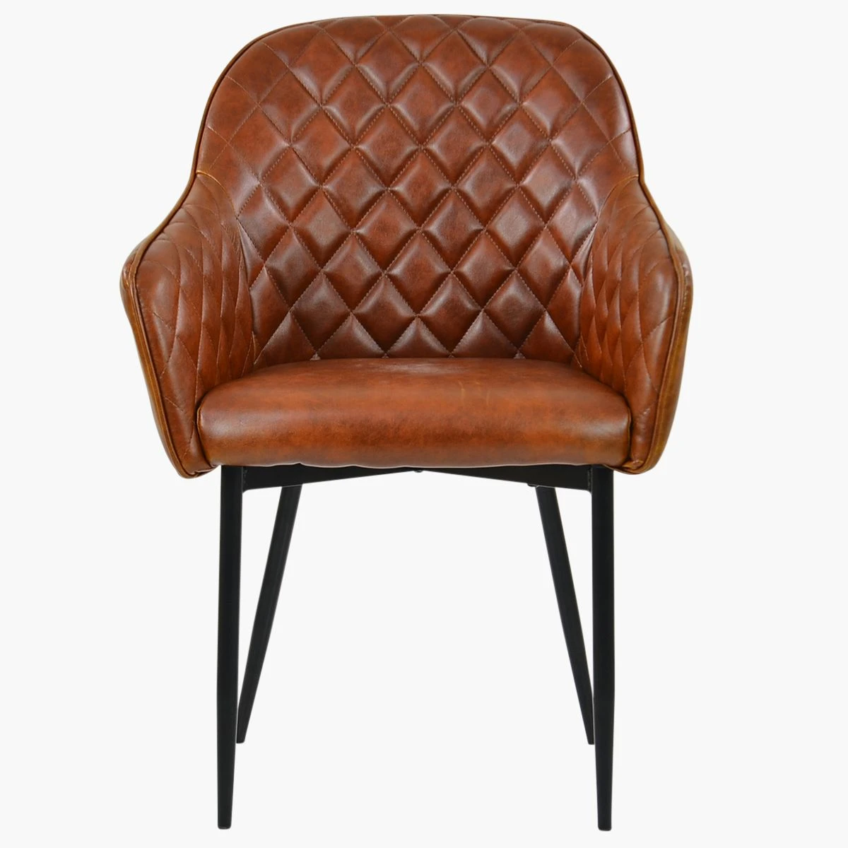 Opus Carver Vintage Brown Leather Dining Chair With Black Legs And Armrests 4 Opus Carver Vintage Brown Leather Dining Chair With Black Legs And Armrests - Image 2