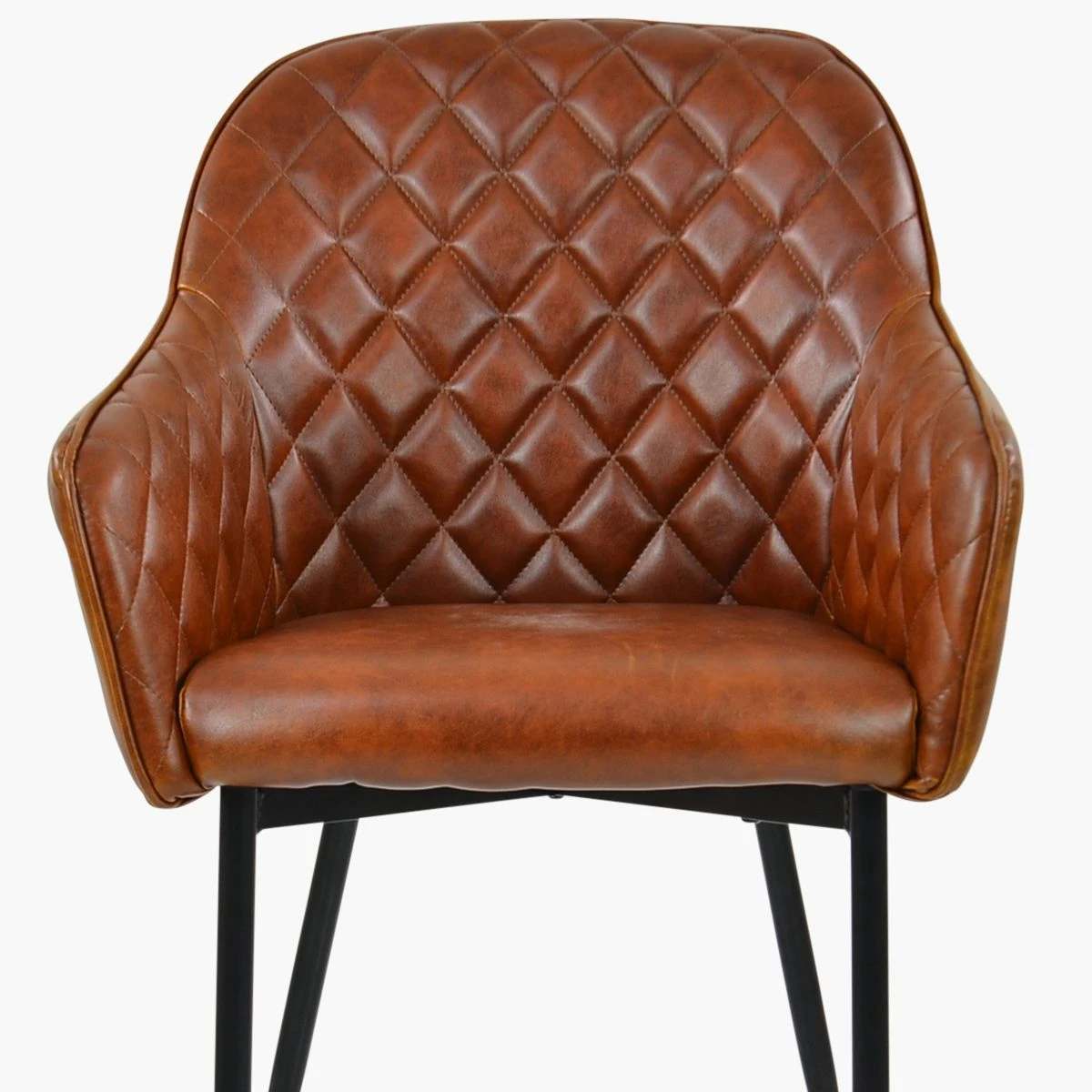 Opus Carver Vintage Brown Leather Dining Chair With Black Legs And Armrests 5 Opus Carver Vintage Brown Leather Dining Chair With Black Legs And Armrests - Image 3