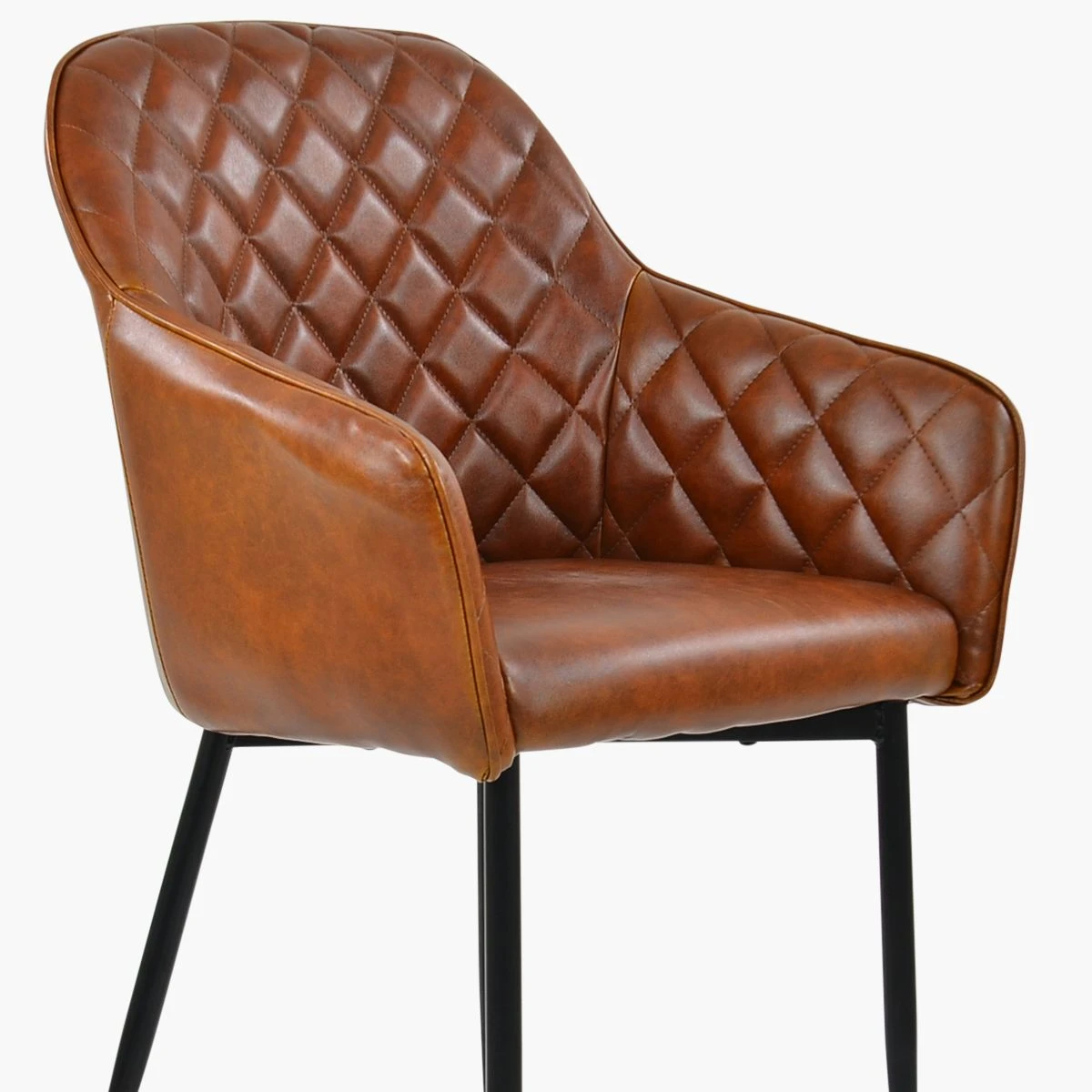 Opus Carver Vintage Brown Leather Dining Chair With Black Legs And Armrests 6 Opus Carver Vintage Brown Leather Dining Chair With Black Legs And Armrests - Image 4