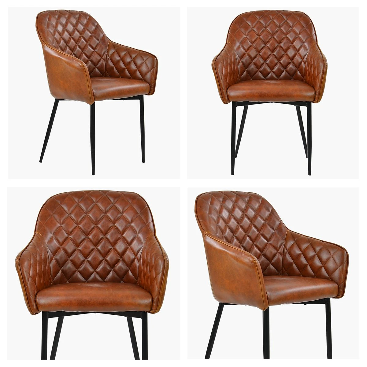 Opus Carver Vintage Brown Leather Dining Chair With Black Legs And Armrests 7 Opus Carver Vintage Brown Leather Dining Chair With Black Legs And Armrests - Image 5