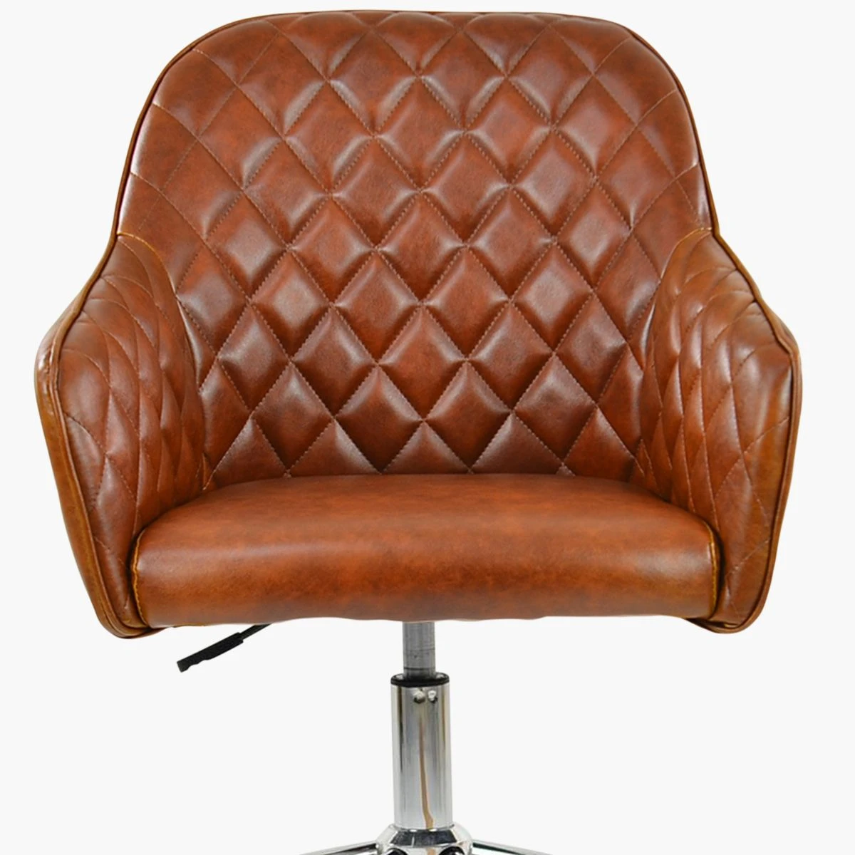 Opus Vintage Brown Leather Swivel Office Chair Chrome Base - Image 3