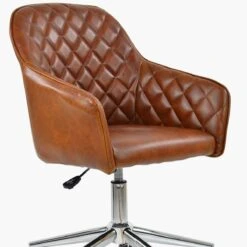 Opus Vintage Brown Leather Swivel Office Chair Chrome Base -Furniture Specialty Store opus vintage brown chrome 5