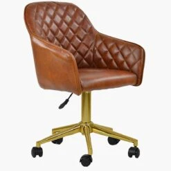 Opus Vintage Brown Leather Swivel Office Chair With Gold Legs 8 Opus Vintage Brown Leather Swivel Office Chair With Gold Legs -Furniture Specialty Store opus vintage brown gold office 2