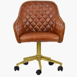 Opus Vintage Brown Leather Swivel Office Chair With Gold Legs 7 Opus Vintage Brown Leather Swivel Office Chair With Gold Legs -Furniture Specialty Store opus vintage brown gold office 3