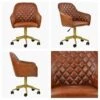 Opus Vintage Brown Leather Swivel Office Chair With Gold Legs -Furniture Specialty Store opus vintage brown gold office 4